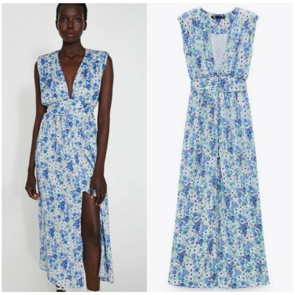 Zara Floral V Neck maxi size S - Picture 1 of 5